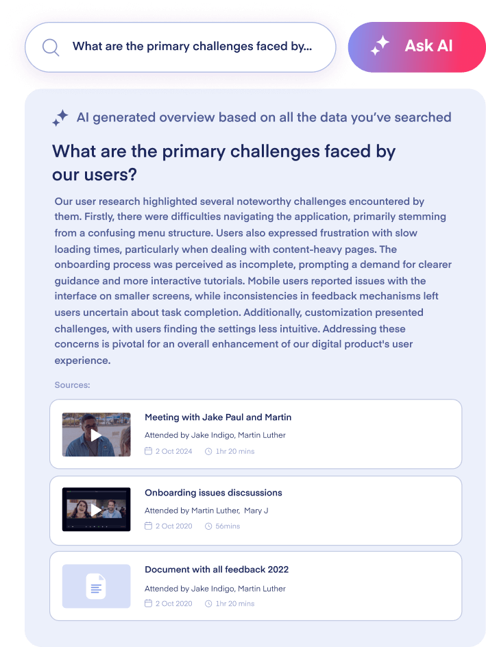 AI's response to a question asked about research data